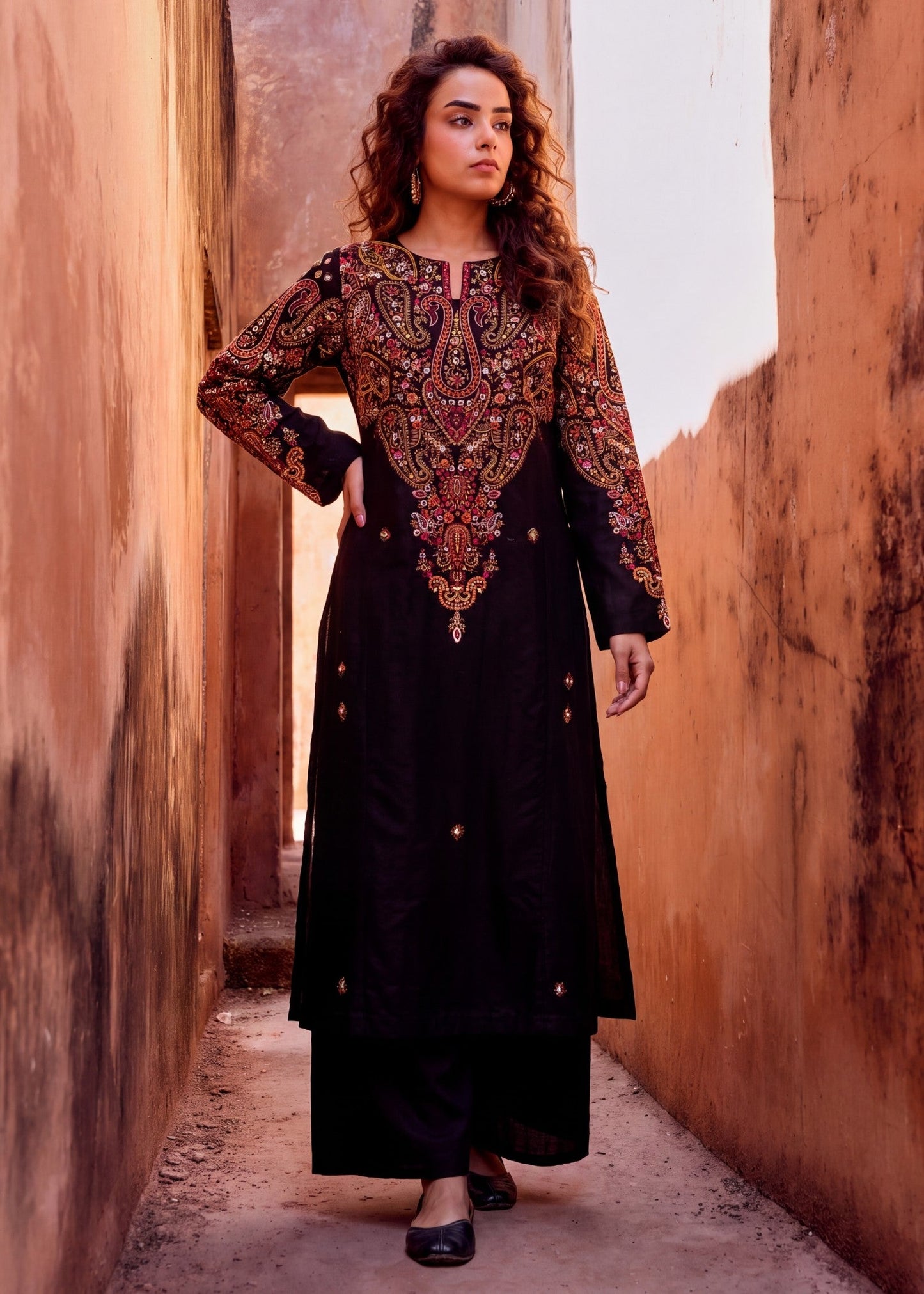 Black Designer Lawn Salwar Suit Online in UK USA Canada