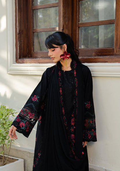 Black Designer Lawn Suit Online in KSA Riyadh Saudi Arabia Oman Bahrain Qatar
