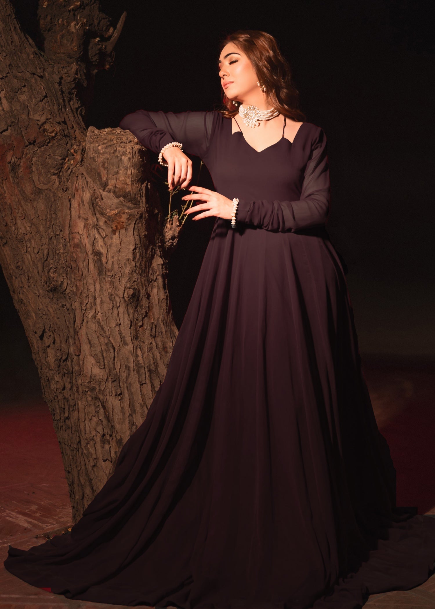 Black Embellished Chiffon Festive Wear Pishwas Online in Sri Lanka India Australia
