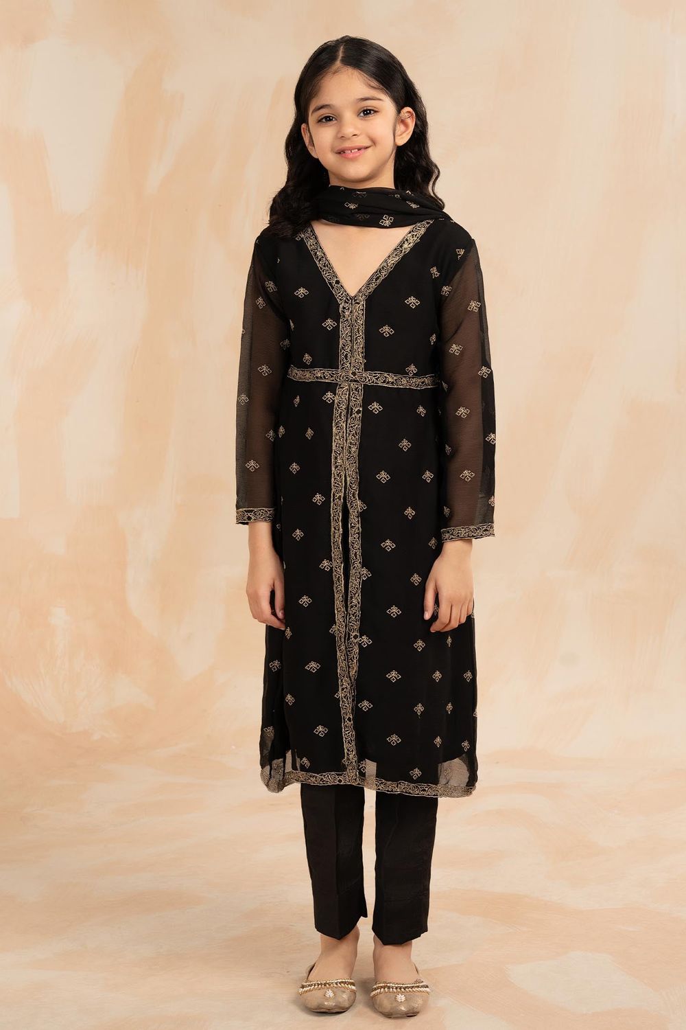 Black Embellished Chiffon Pakistani Suit Online in Dubai UAE Abudhabi Ajman Sharjah