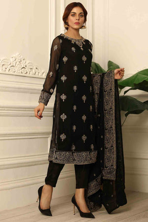 Black Embellished Chiffon Sharara Gharara Online in Dubai UAE Abudhabi Ajman Sharjah