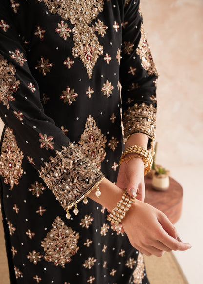 Black Embellished Chiffon Wedding Suit Online in Dubai DXB UAE Abudhabi Meena Bazaar