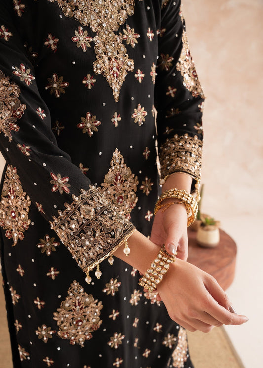 Black Embellished Chiffon Wedding Suit Online in Dubai DXB UAE Abudhabi Meena Bazaar