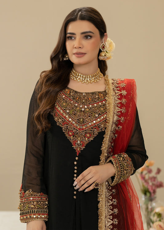Black Embellished Crinkle Pakistani Suit Online in Sri Lanka India Australia