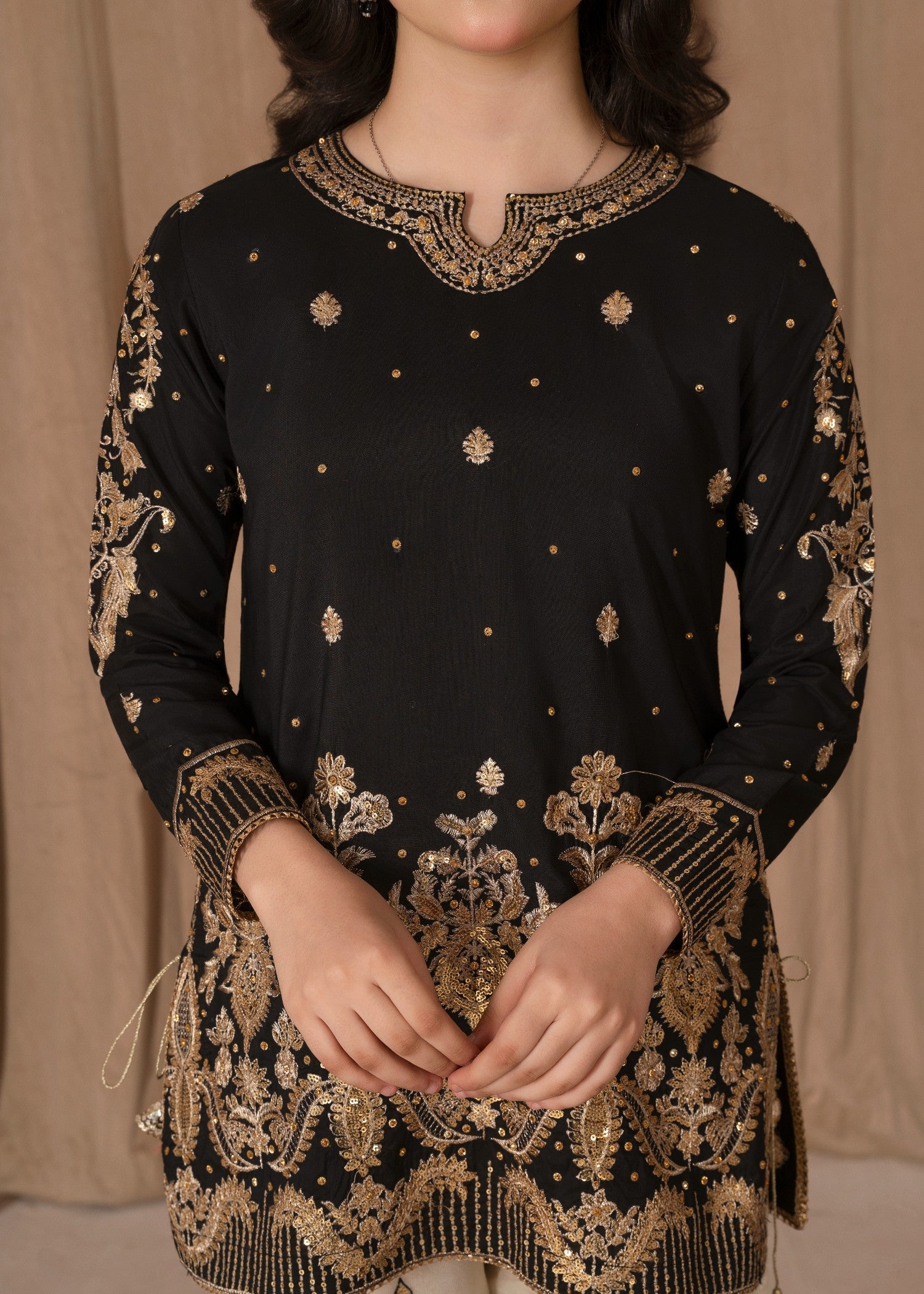 Black Embellished Gharara Kurti and Flared Bottom Online in Dubai UAE Abudhabi Ajman Sharjah