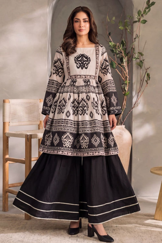 Black Embellished Lawn Sharara Online in Dubai UAE Abudhabi Ajman Sharjah