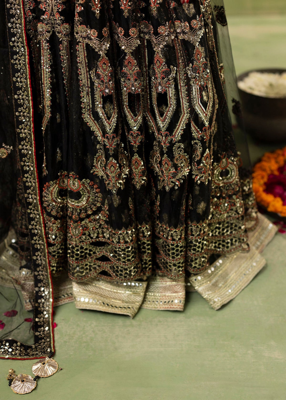 Black Embellished Net Pakistani Designer Suit Online in Dubai UAE Abudhabi Ajman Sharjah