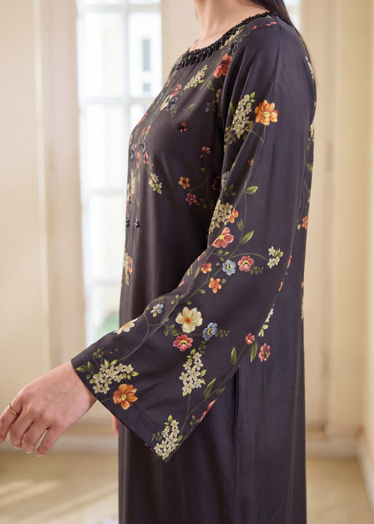 Black Embellished Poly Silk Kaftan for Women Online in Dubai DXB UAE Abudhabi Meena Bazaar