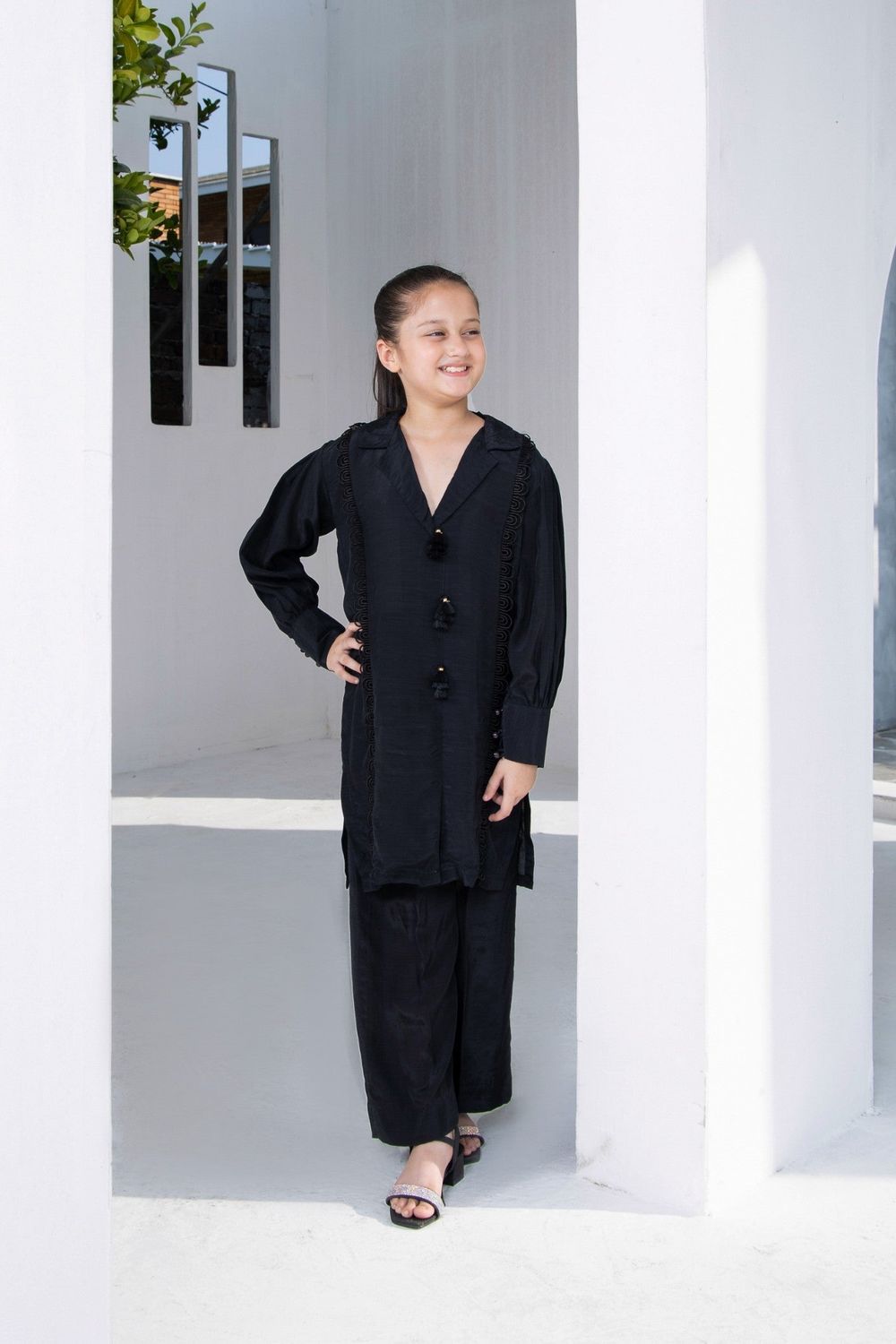 Black Embellished Raw Silk Salwar Kameez Online in Dubai UAE Abudhabi Ajman Sharjah