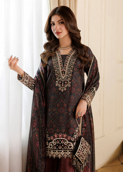 Black Embroidered Blended Khaddar Salwar Suit Online in KSA Riyadh Saudi Arabia Oman Bahrain Qatar