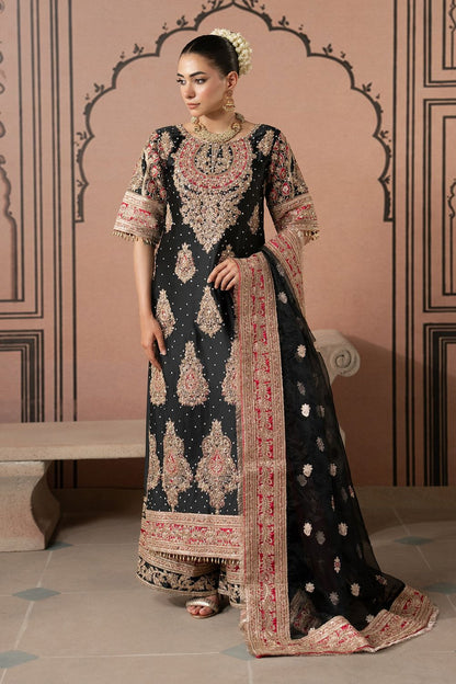 Black Embroidered Charmuse Pakistani Suit Online in Dubai UAE Abudhabi Ajman Sharjah