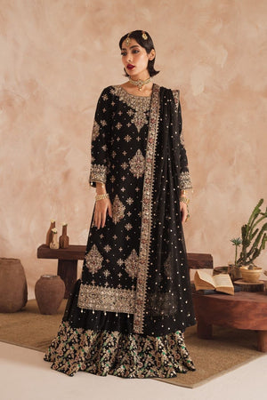 Black Embroidered Chiffon Gharara Wedding Guest Wear Online in Dubai UAE Abudhabi Ajman Sharjah