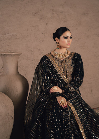 Black Embroidered Chiffon Guest Wear Suit Online in UK USA Canada