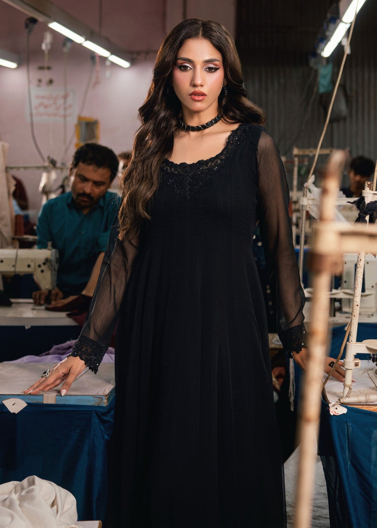 Black Embroidered Chiffon Pakistani Designer Suit Online in Sri Lanka India Australia
