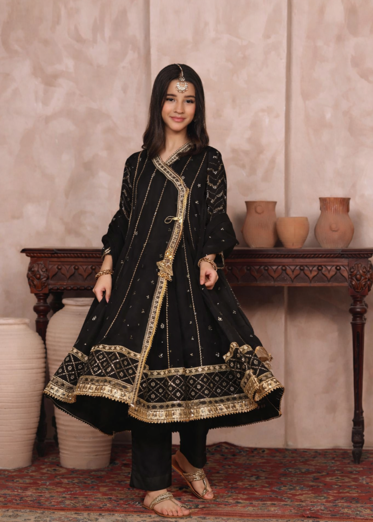 Black Embroidered Chiffon Partywear Suit Online in UK USA Canada