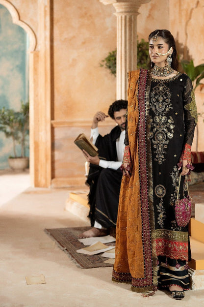 Black Embroidered Chiffon Wedding Guest Wear Suit Online in Dubai UAE Abudhabi Ajman Sharjah