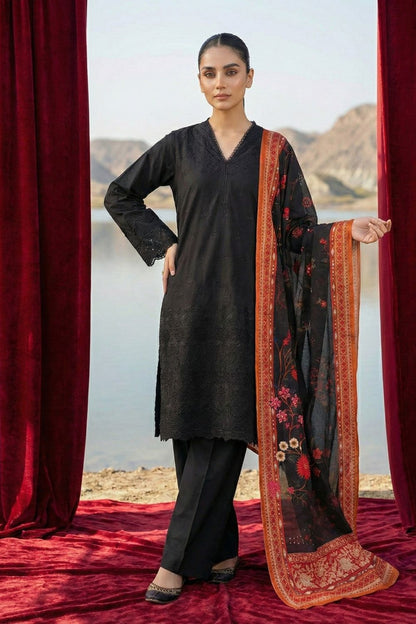 Black Embroidered Chikankari Cotton Partywear Suit Online in Dubai UAE Abudhabi Ajman Sharjah