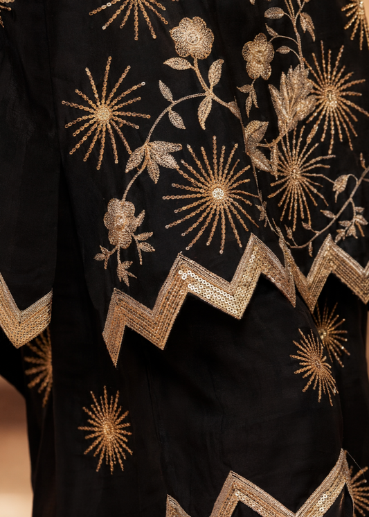 Black Embroidered Cotton Girls Suit Online in Sri Lanka India Australia