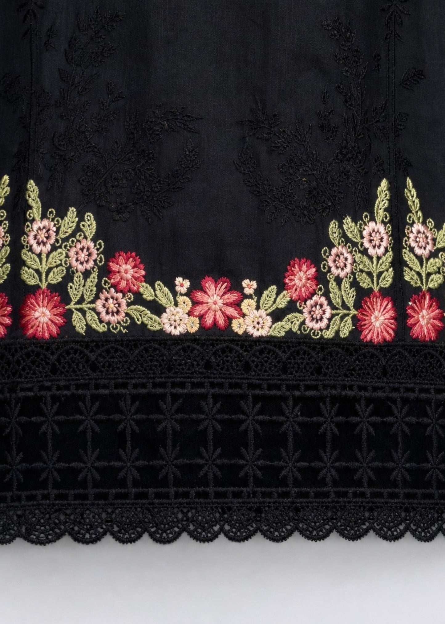 Black Embroidered Cotton Straight Kurta and Trouser Online in UK USA Canada