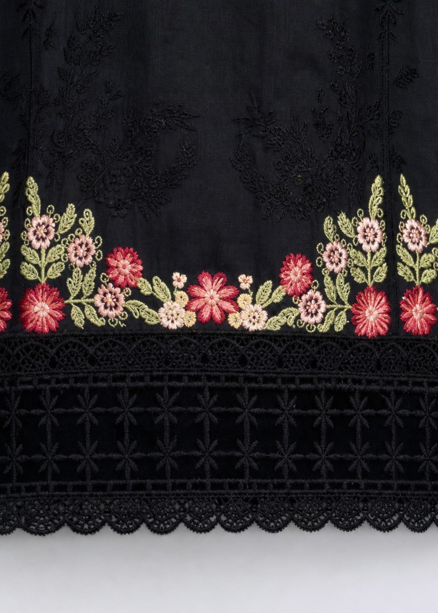 Black Embroidered Cotton Straight Kurta and Trouser Online in UK USA Canada