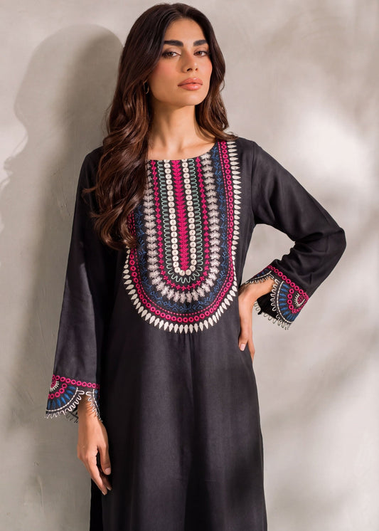 Black Embroidered Dhanak Kaftan Online in Dubai DXB UAE Abudhabi Meena Bazaar