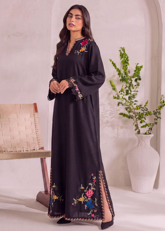 Black Embroidered Dhanak Kaftan Online in Dubai DXB UAE Abudhabi Meena Bazaar