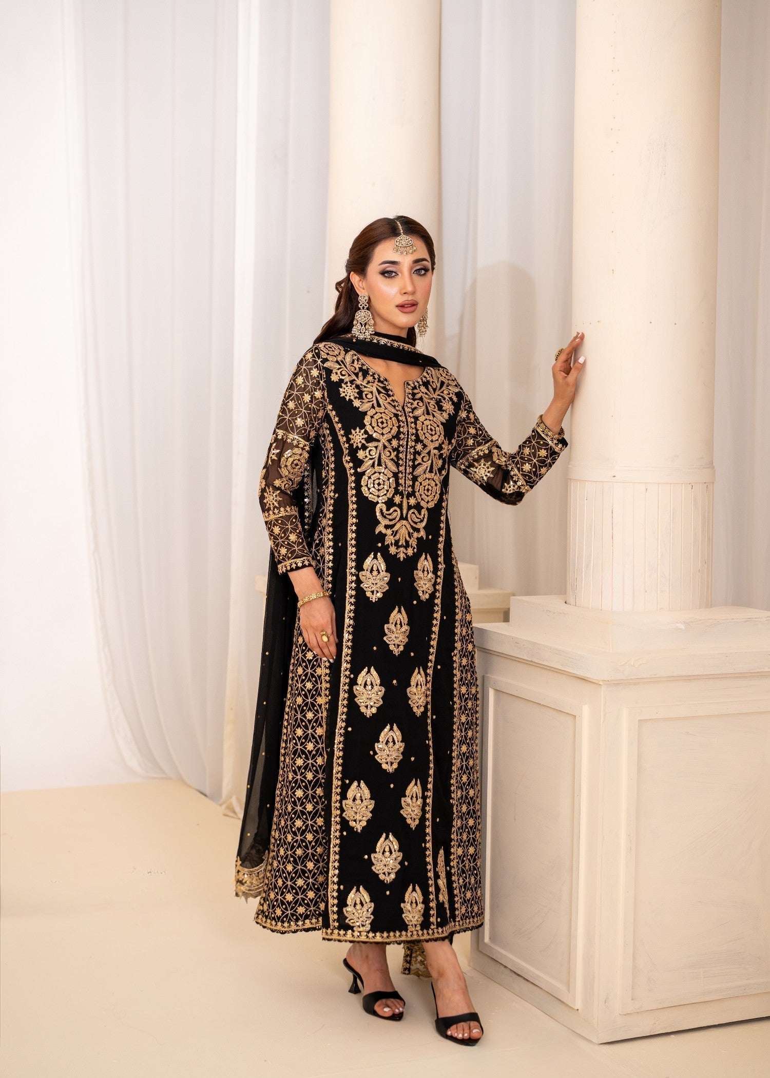 Black Embroidered Festive Wear Salwar Kameez Online in UK USA Canada