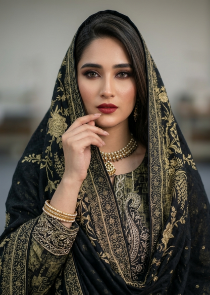 Black Embroidered Jacquard Party Wear Salwar Kameez Online in Sri Lanka India Australia