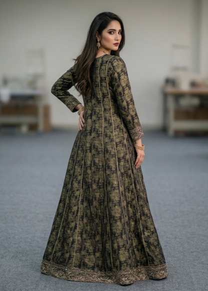 Black Embroidered Jacquard Pishwas Salwar Kameez Online in Dubai UAE Abudhabi Ajman Sharjah