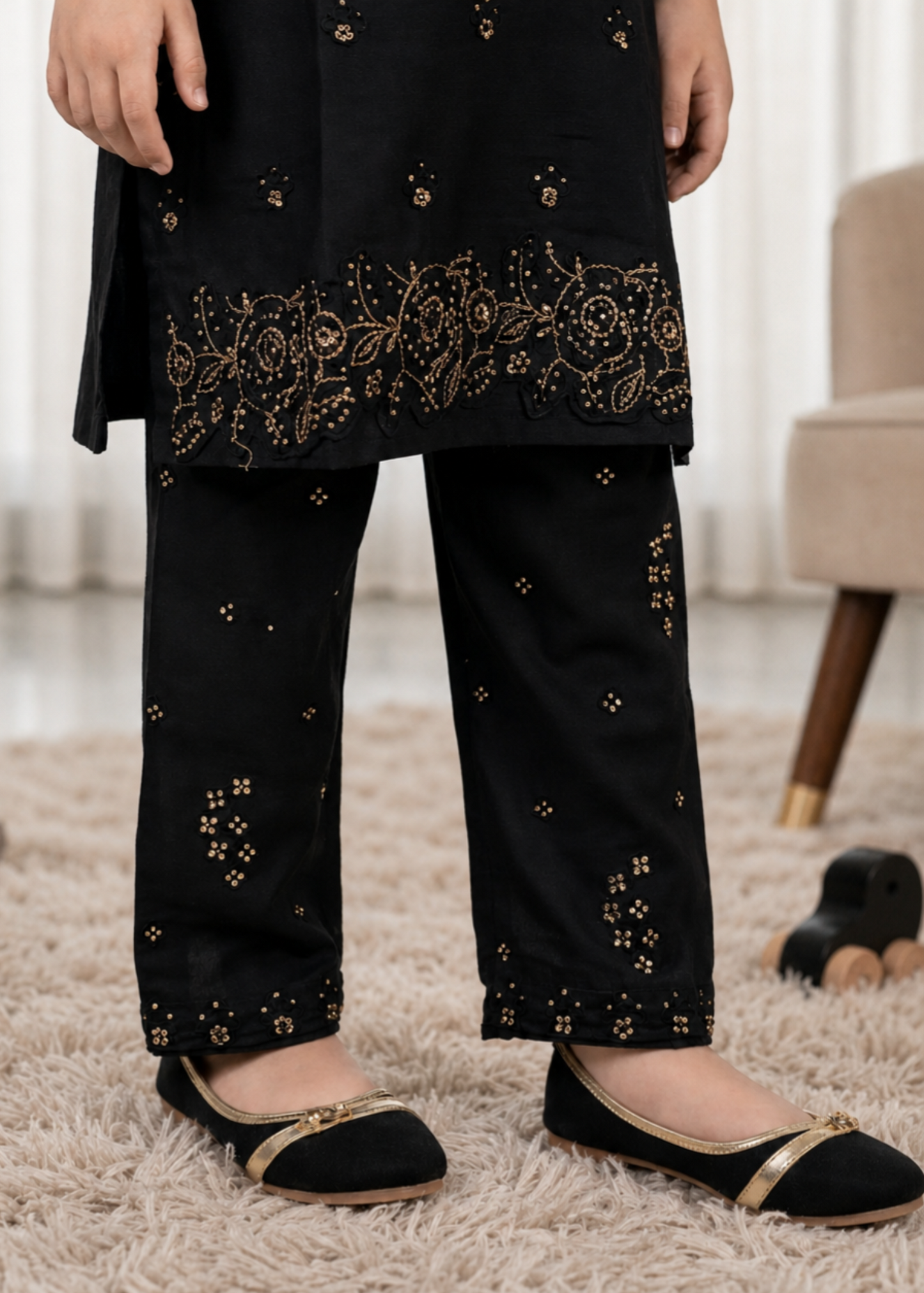 Black Embroidered Kurta Pajama for Girls Online in UK USA Canada