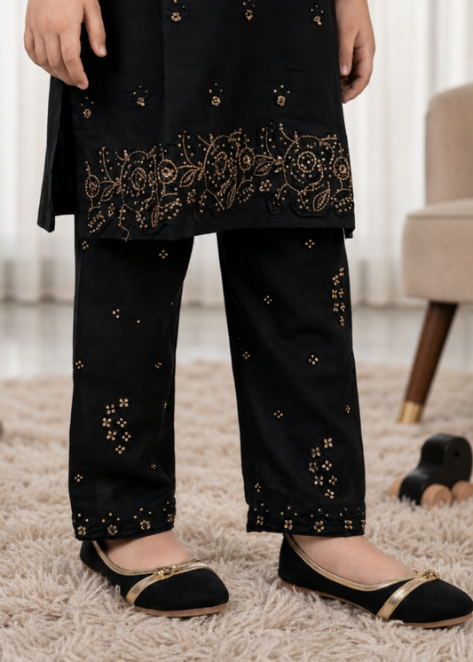 Black Embroidered Kurta Pajama for Girls Online in UK USA Canada