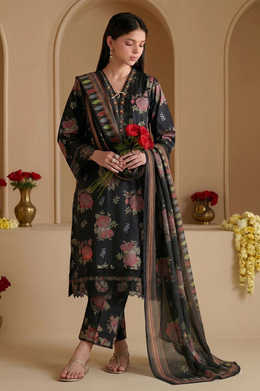 Black Embroidered Lawn Cotton Straight Kurta Set Online in Dubai UAE Abudhabi Ajman Sharjah