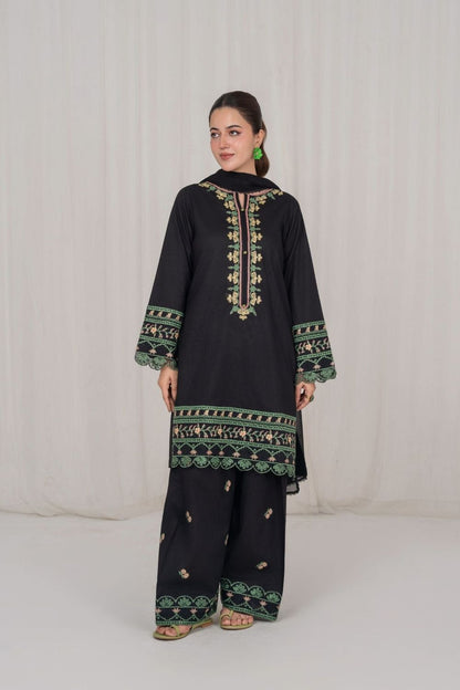 Black Embroidered Lawn Farshi Shalwar Suit Online in Dubai UAE Abudhabi Ajman Sharjah