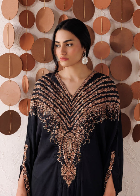 Black Embroidered Lawn Kaftan Pakistani Suit Online in Dubai DXB UAE Abudhabi Meena Bazaar