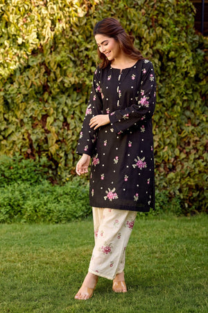 Black Embroidered Lawn Kurta Shalwar Online in Dubai UAE Abudhabi Ajman Sharjah