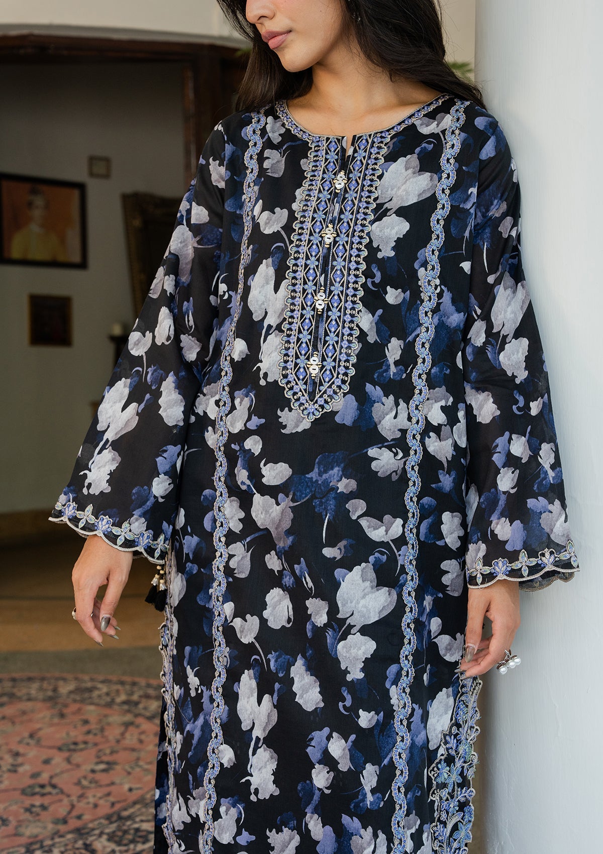 Black Embroidered Lawn Ladies Suit Online in Dubai UAE Abudhabi Ajman Sharjah