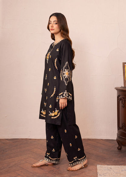 Black Embroidered Lawn Ladies Suit Online in Dubai UAE Abudhabi Ajman Sharjah