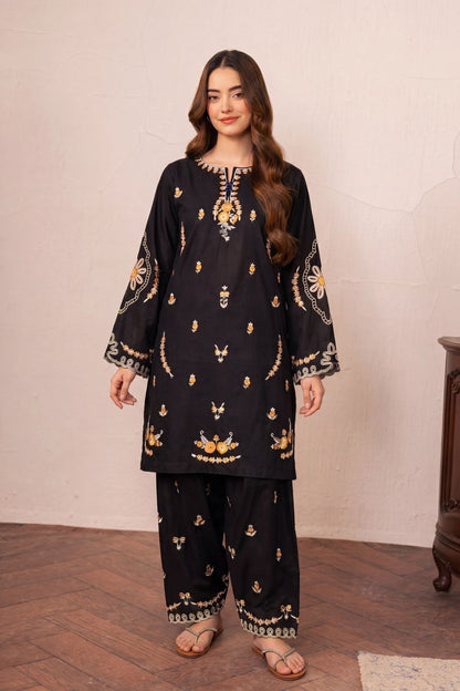 Black Embroidered Lawn Pakistani Suit Online in Dubai UAE Abudhabi Ajman Sharjah