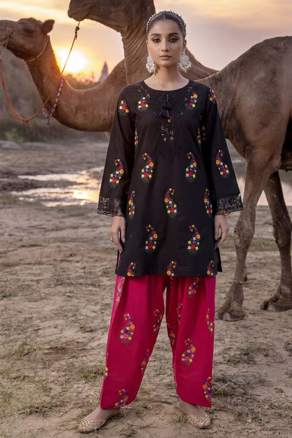 Black Embroidered Lawn Salwar Kameez Online in Dubai UAE Abudhabi Ajman Sharjah