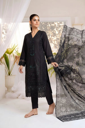 Black Embroidered Lawn Salwar Kameez Online in Dubai UAE Abudhabi Ajman Sharjah
