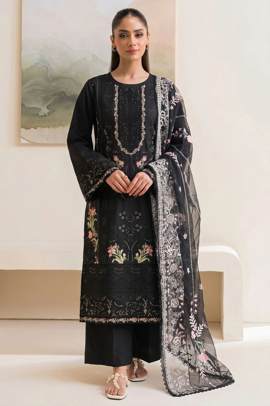 Black Embroidered Lawn Salwar Kameez Online in Dubai UAE Abudhabi Ajman Sharjah
