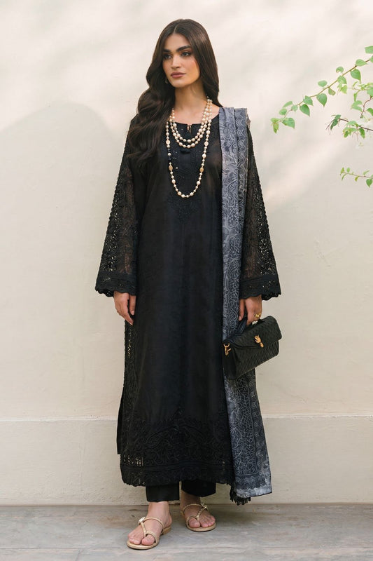 Black Embroidered Lawn Salwar Suit Online in Dubai UAE Abudhabi Ajman Sharjah