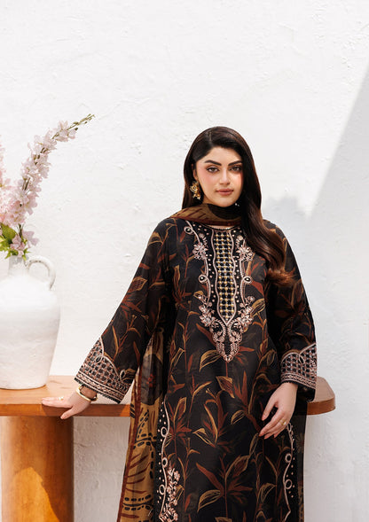 Black Embroidered Lawn Salwar Suit Online in KSA Riyadh Saudi Arabia Oman Bahrain Qatar
