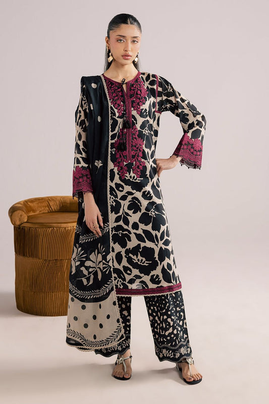 Black Embroidered Lawn Straight Kurta Set Online in Dubai UAE Abudhabi Ajman Sharjah