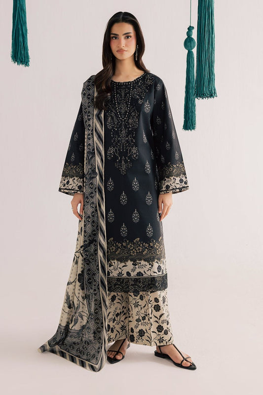 Black Embroidered Lawn Straight Kurta Suit Online in Dubai UAE Abudhabi Ajman Sharjah