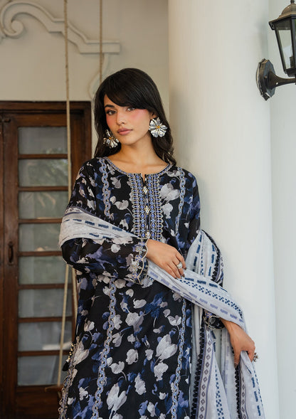 Black Embroidered Lawn Suit for Women Online in UK USA Canada