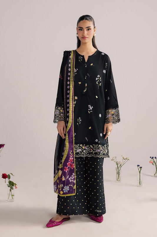 Black Embroidered Lawn Suit Online in Dubai UAE Abudhabi Ajman Sharjah