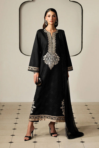 Black Embroidered Lawn Suit Online in Dubai UAE Abudhabi Ajman Sharjah