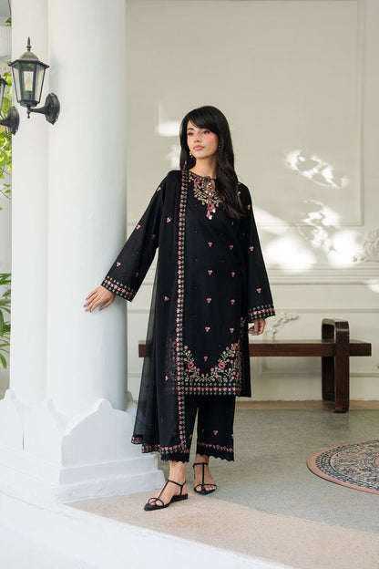 Black Embroidered Lawn Suit Online in Dubai UAE Abudhabi Ajman Sharjah