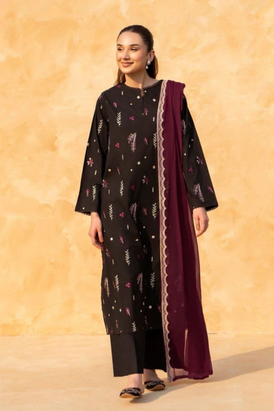 Black Embroidered Linen Kurta Set Online in Dubai UAE Abudhabi Ajman Sharjah